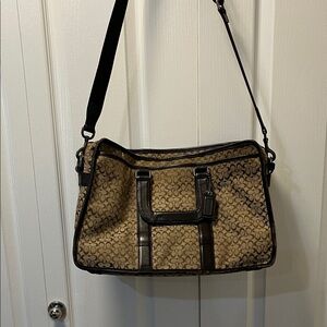 Vintage Coach Tan and Brown Signature Bag